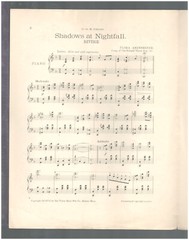 SHADOWS AT NIGHTFALL Flora Arensmeyer 1907 Piano Reverie Solo Sheet Music