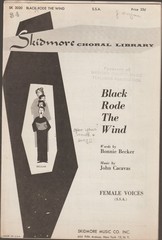 Black Rode the Wind Female Voices Choral SSA Score Sheet Music 1964