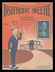 INSUFFICENT SWEETIE Gil Wells/Isham Jones 1924 GEORGE LIPSHULTZ Sheet Music
