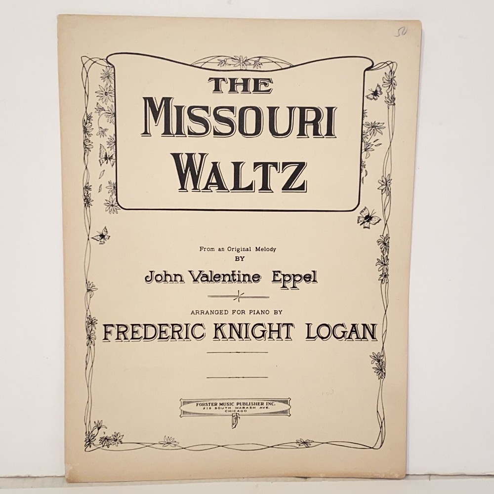 Vintage 1941 The Missouri Waltz Sheet Music Arranged For Piano by F. K. Logan