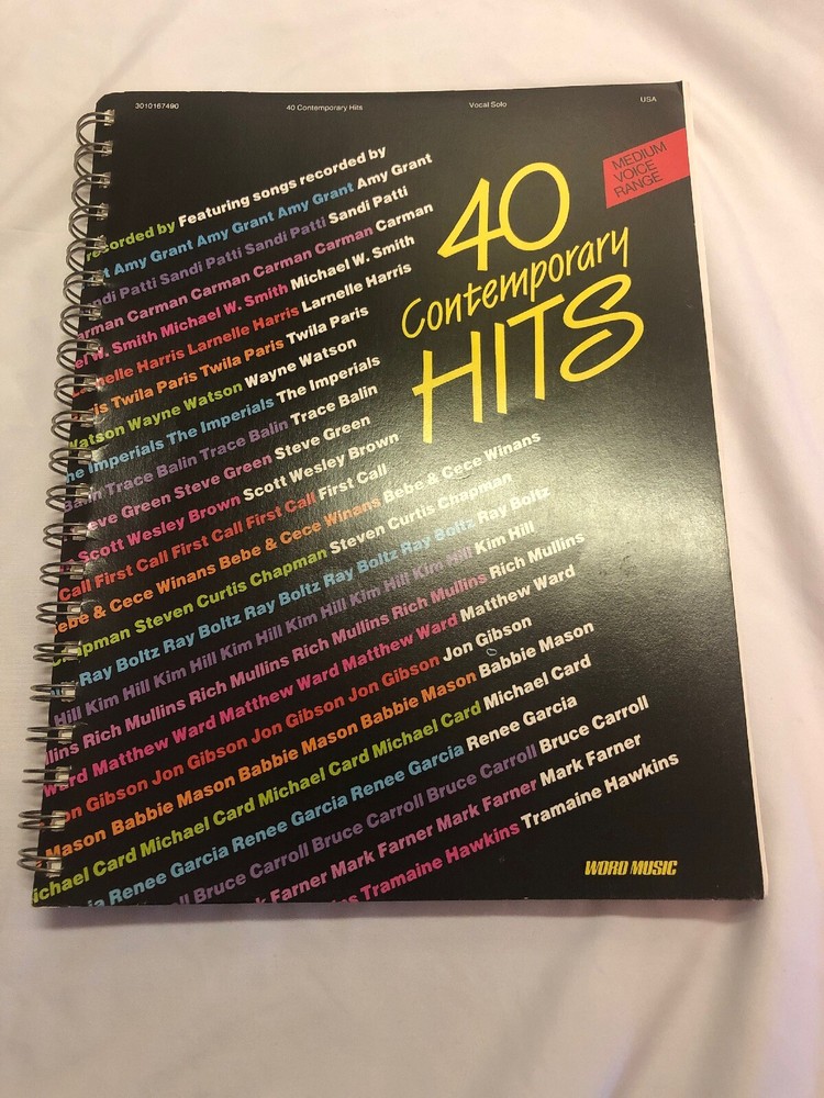 40 Contemporary Hits Medium Voice Range Vocal Solo Word Music Song Book 1989