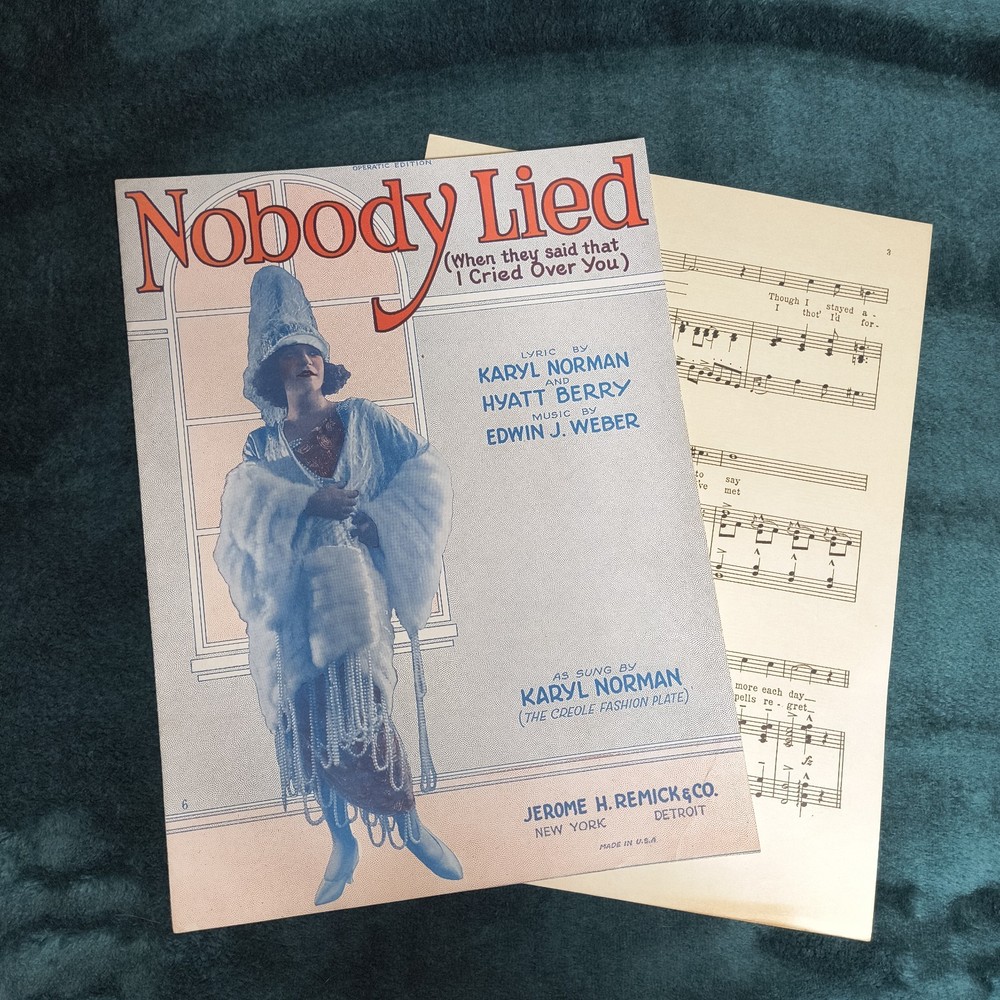 1922 Music Poster Sheet Music « Nobody Lied » Piano Music