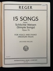 Max Reger 15 Songs Schlichte Weisen Op 76 Medium High Voice Piano