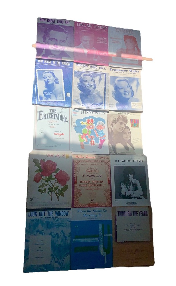 Vintage Sheet Music Lot Of 15 1930s-1970s Elvis Love Me Tender Patti Page & More