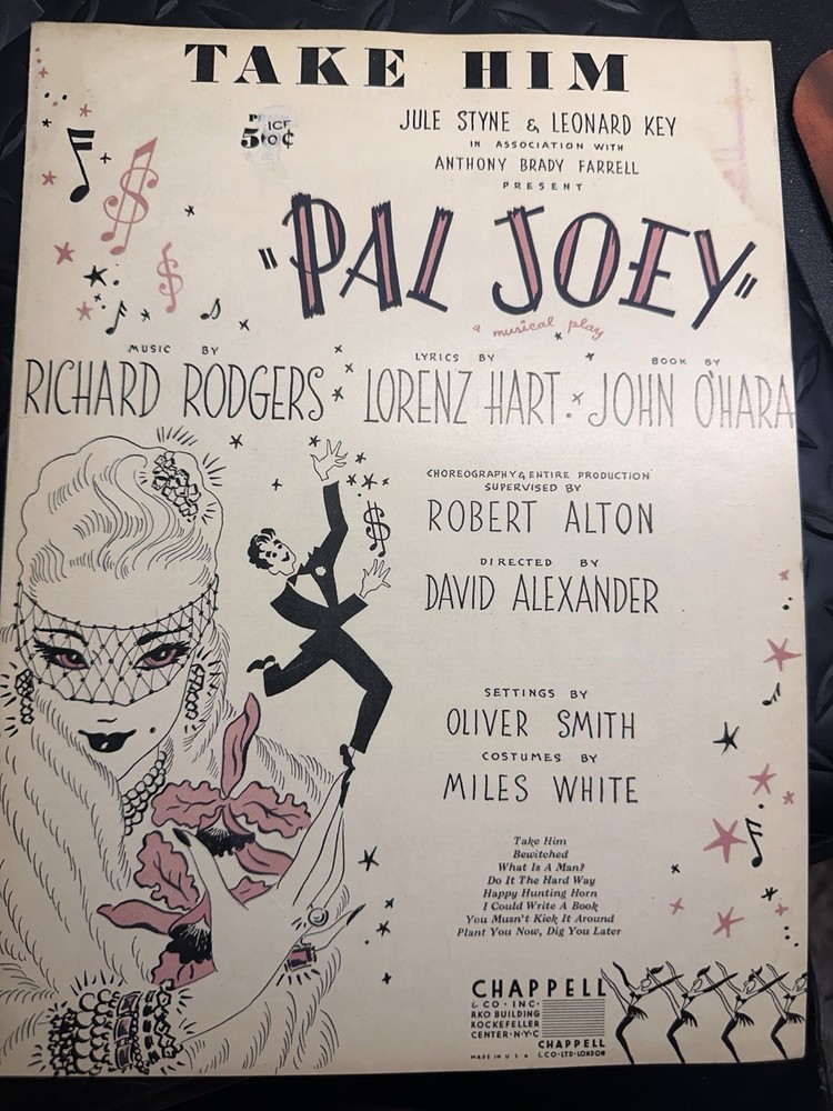 P Rodgers & Hart 1952 Sheet Music PAL JOEY ‘Take Him’