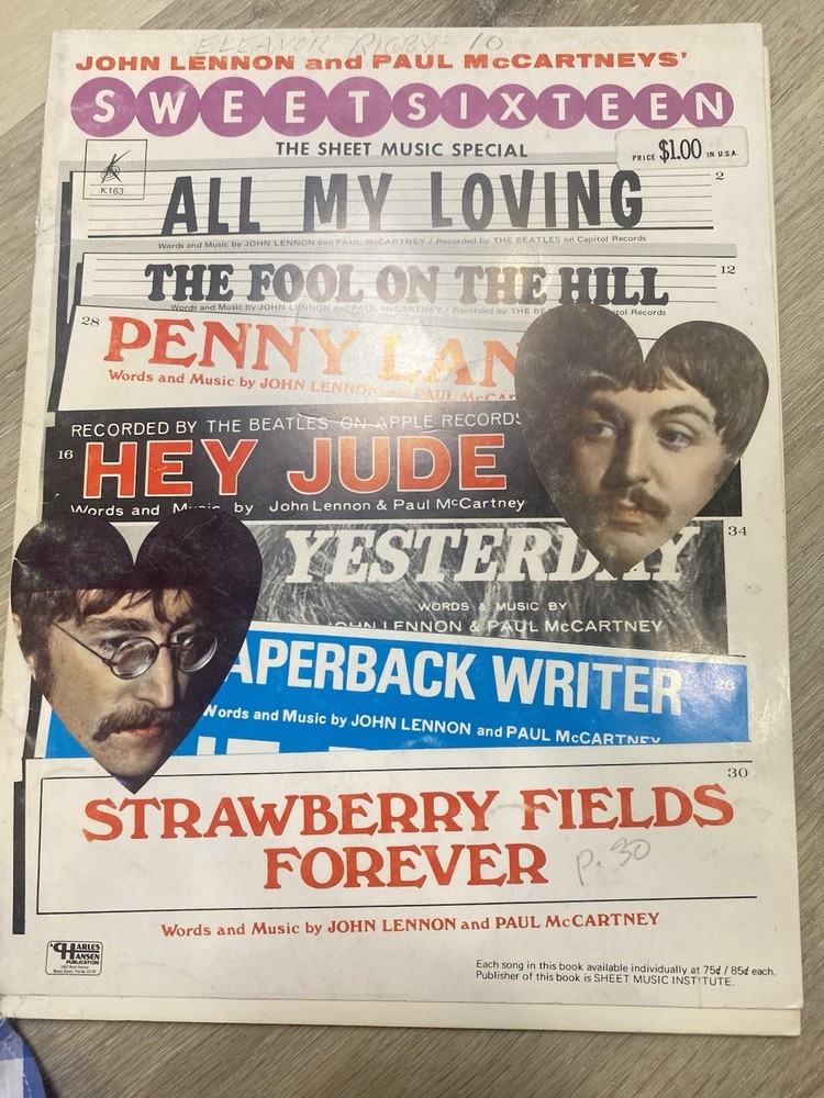 Beatles “Sweet Sixteen” Sheet Music Collection Vocals Guitar Songs Piano 1968