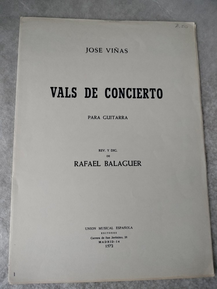 Jose Vinas, Concert Waltz, Classical Guitar Sheet Music Solo