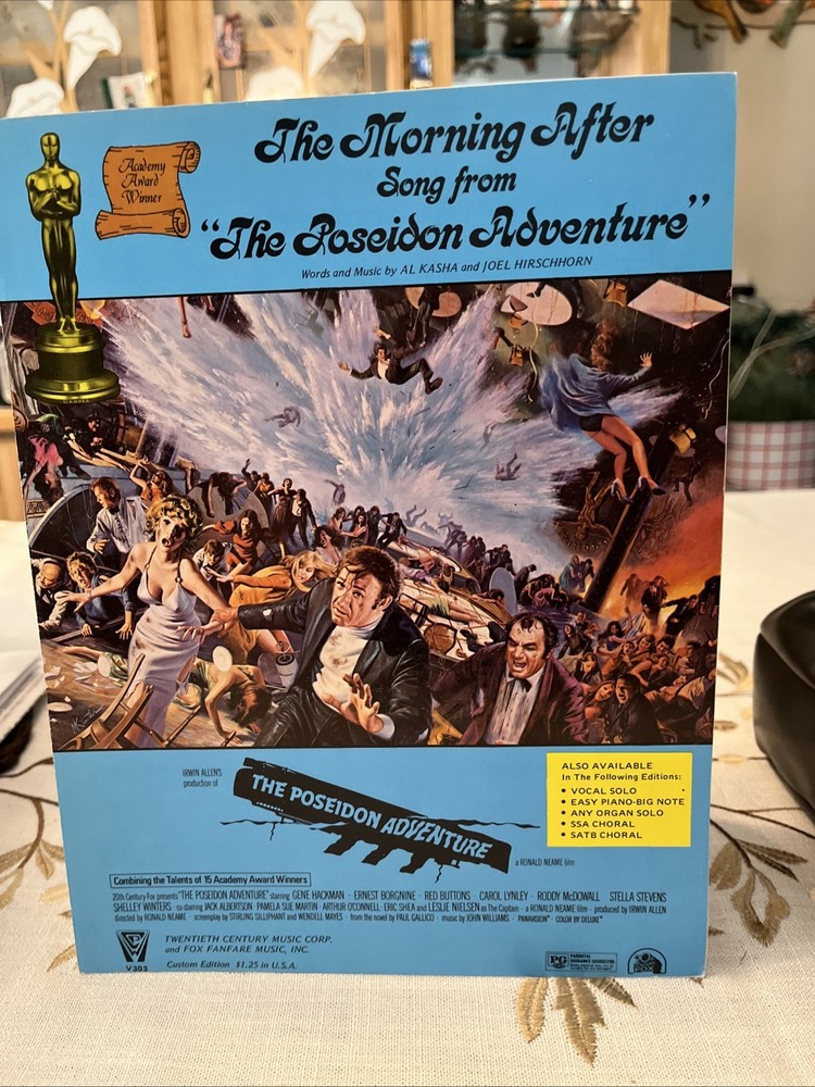 THE MORNING AFTER Sheet Music Vintage 1972 Movie Posidon Adventure