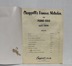 Chappell&rsquo;s Famous Melodies for Piano Solo Louis Singer Because Sleepy Songbook