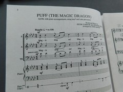 Puff (the Magic Dragon) 1994 sheet music- SATB Vocal & Piano, String Bass, Percu