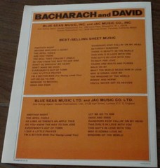 Raindrops Keep Fallin’ On My Head, Burt Bacharach, 1969 OLD SHEET MUSIC – GDC