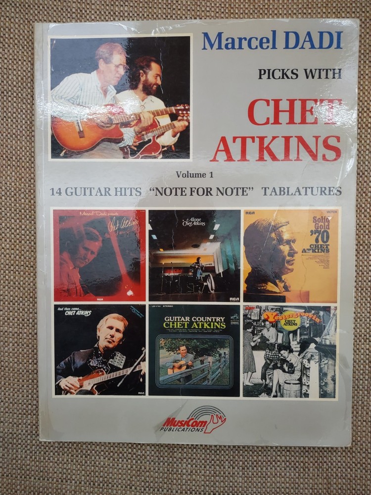 Marcel Dadi Picks With Chet Atkins Volume 1 Guitar Tablature Book 1989 Rare VG