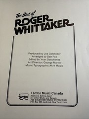 Roger Whittaker Songbook The Best of Piano Guitar Voice Canada Import VG Cond