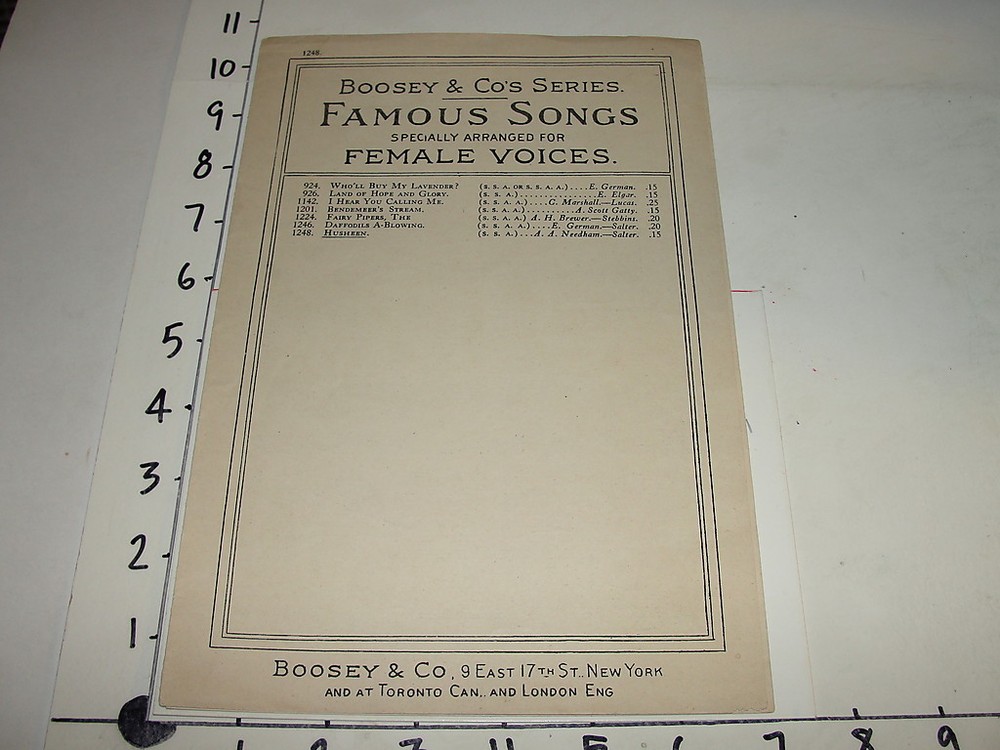 Boosey & Co&rsquo;s Famous Songs for Female Voices – Husheen #1248 Francis Fahy 1916