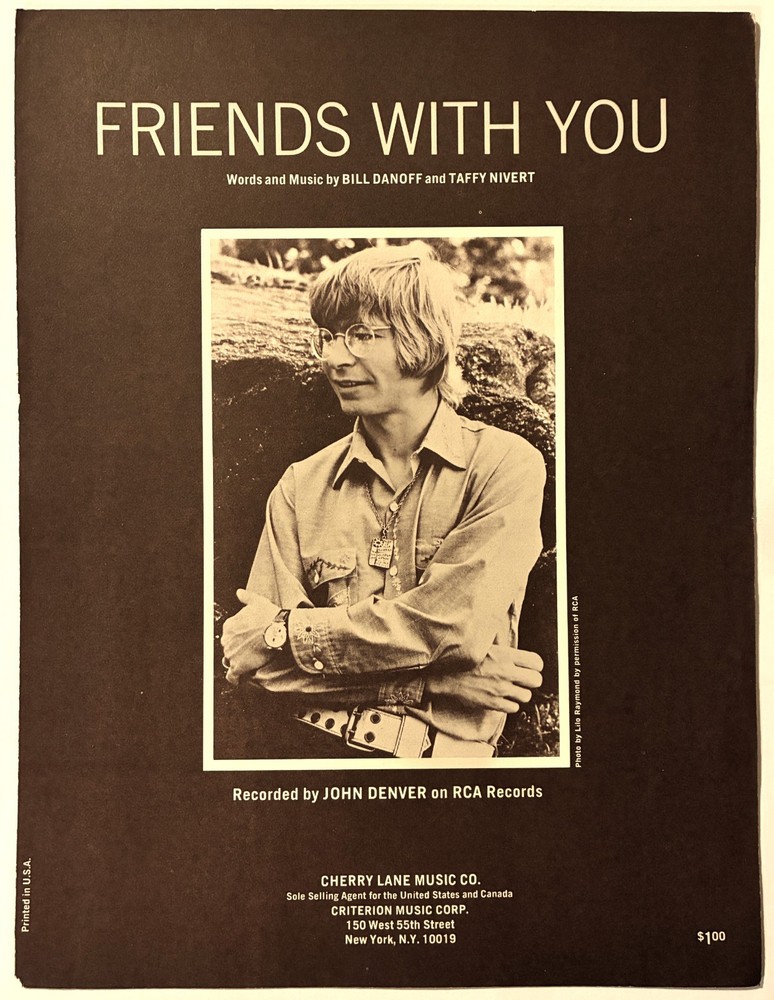 1971 JOHN DENVER « FRIENDS WITH YOU » SHEET MUSIC – COUNTRY POP ROCK