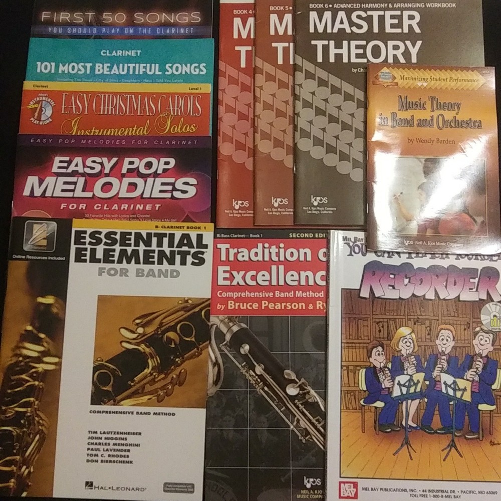 11 Clarinet & Music Theory Books Lot: Master Theory 4 5 6, Hal Leonard, Kjos