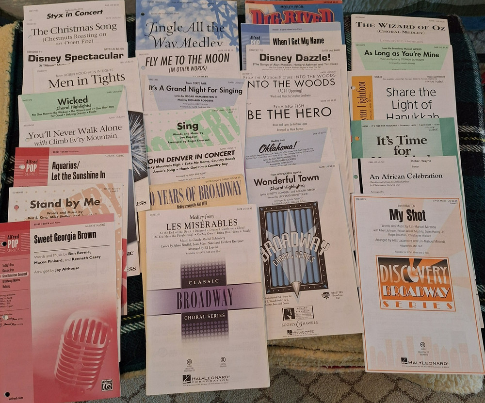 47 MUSIC BOOK LOT Wicked Broadway Phantom Pop Christmas Rock Disney Chorus SATB