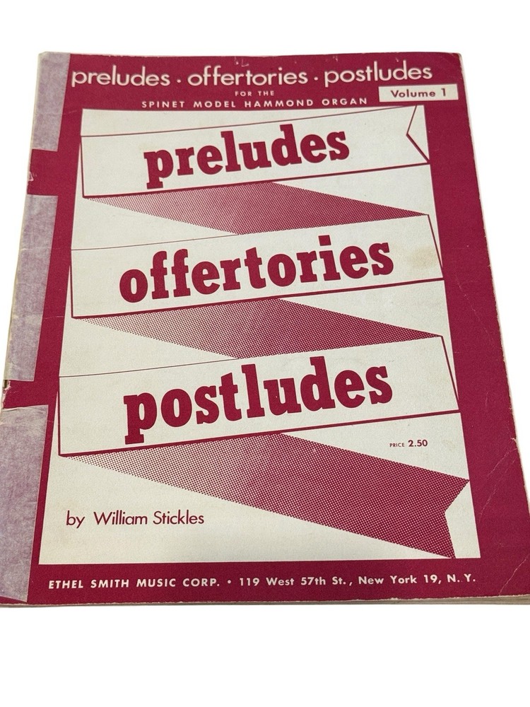 VTG 1952 Preludes Offertories Postludes Hammond Organ Music William Stickles