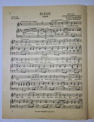 1924 Élégie Dubin Massenet Piano Voice Sheet Music National Antique
