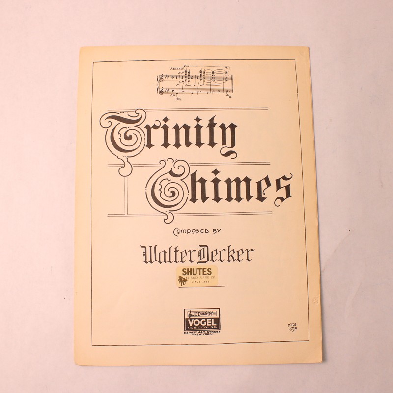 Antique 1912 Sheet Music Trinity Chimes Walter Decker For Player Piano