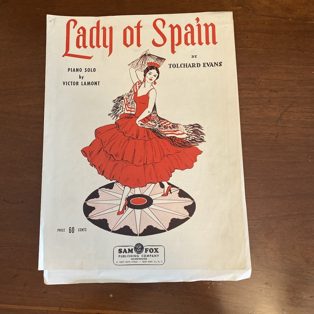 Lady of Spain Tolchard Evans Piano Solo by Victor Lamont Sam Fox NY 1949 Sheet