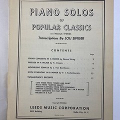 Leeds Masterworks Piano Solo Lou Singer Sheet Music popular Classics Songbook