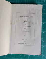 Vintage Sheet Music Book JS Bach Choral Works Mass In B Minor