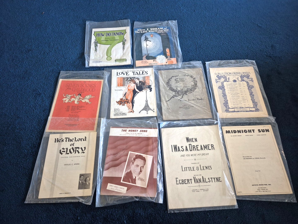 10 Vintage Antique Sheet Music Romantic Love War Songs variety LOT