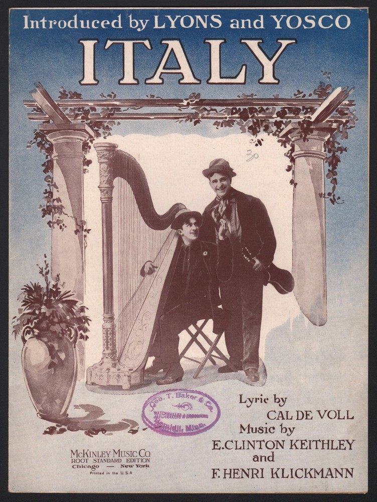 Italy by De Voll, Keithley, and Klickmann – Sheet Music – 1920