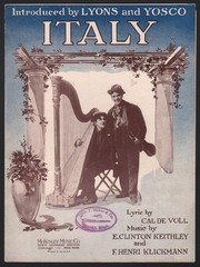 Italy by De Voll, Keithley, and Klickmann – Sheet Music – 1920