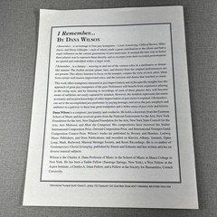 Dana Wilson ~ I Remember ~ Trumpet Unaccompanied 1998 ITG Sheet Music
