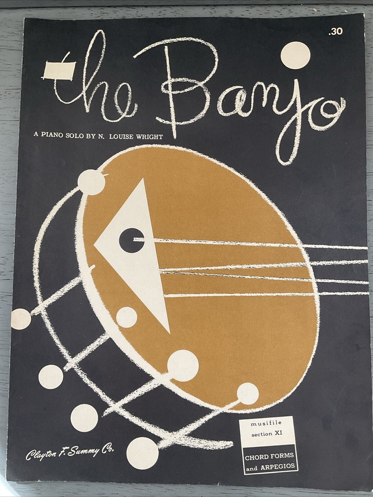 Antique 1920 The Banjo Piano Solo Sheet Music N Louise Wright Chord Forms Summy