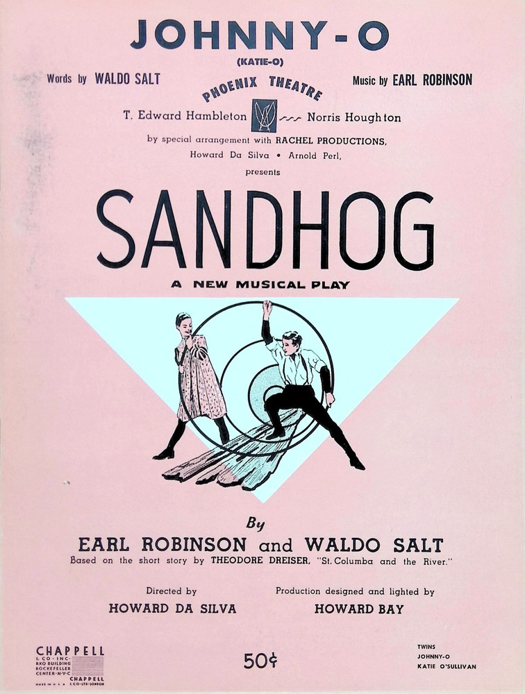Johnny-O Sheet Music Sandhog Earl Robinson Waldo Salt 1954 Folk Musical Flop