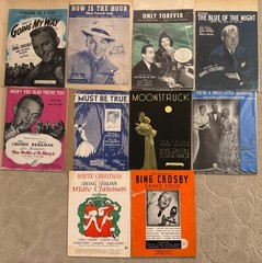 Lot of 59: Vintage sheet music from 1930-1952, Bing Crosby, Disney, Show tunes