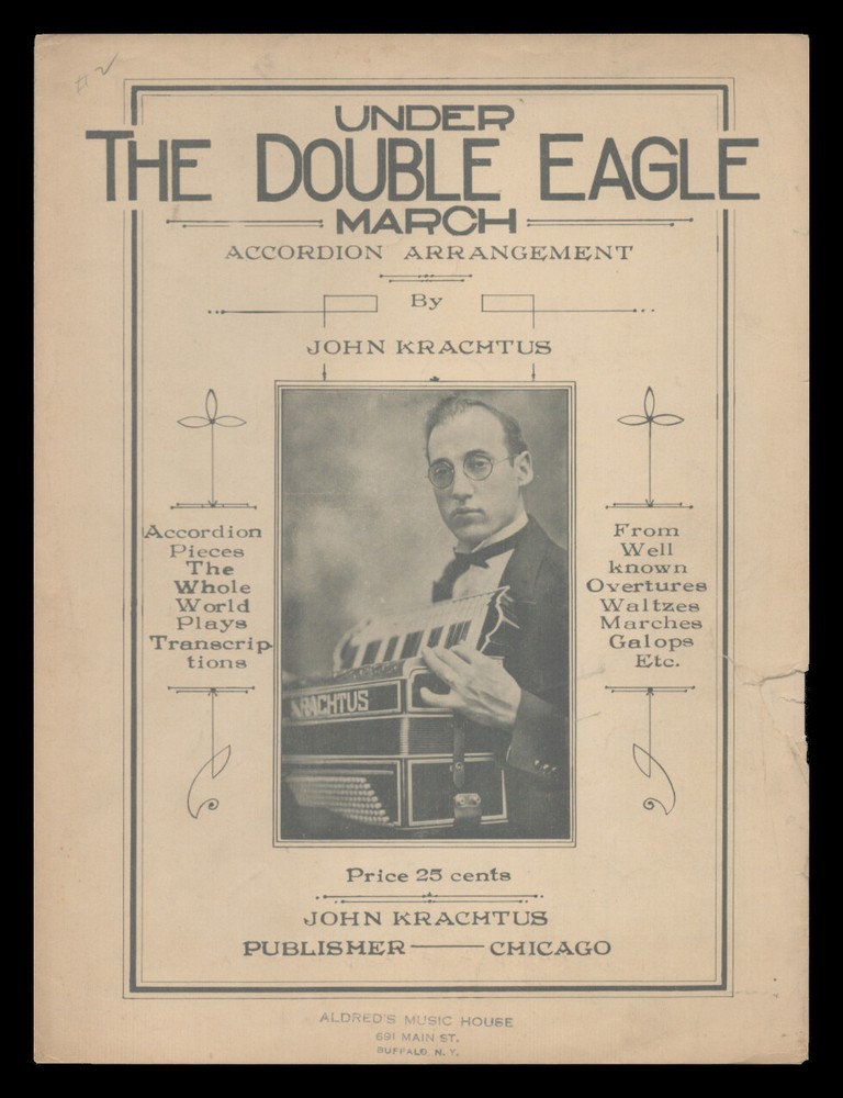 UNDER THE DOUBLE EAGLE MARCH Wagner 1929 KRACHTUS Accordion Solo Sheet Music