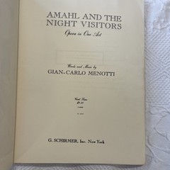 Amahl and the Night Visitors Menotti Schirmer Vocal Score Sheet Music 1952