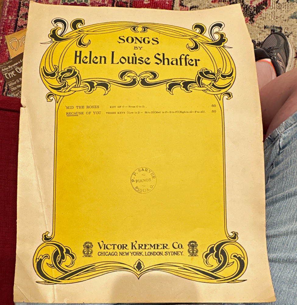 Victor Kremer Co. Songs by Helen Louise Shaffer Piano Vocal Solo Song Book 60