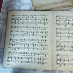 Vintage early 1900’s sheet music Morning Star, Invictus piano arrangements Paper