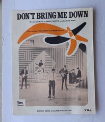 Vintage Animals 1966 – Don’t Bring Me Down – Sheet Music – English Blues Rock