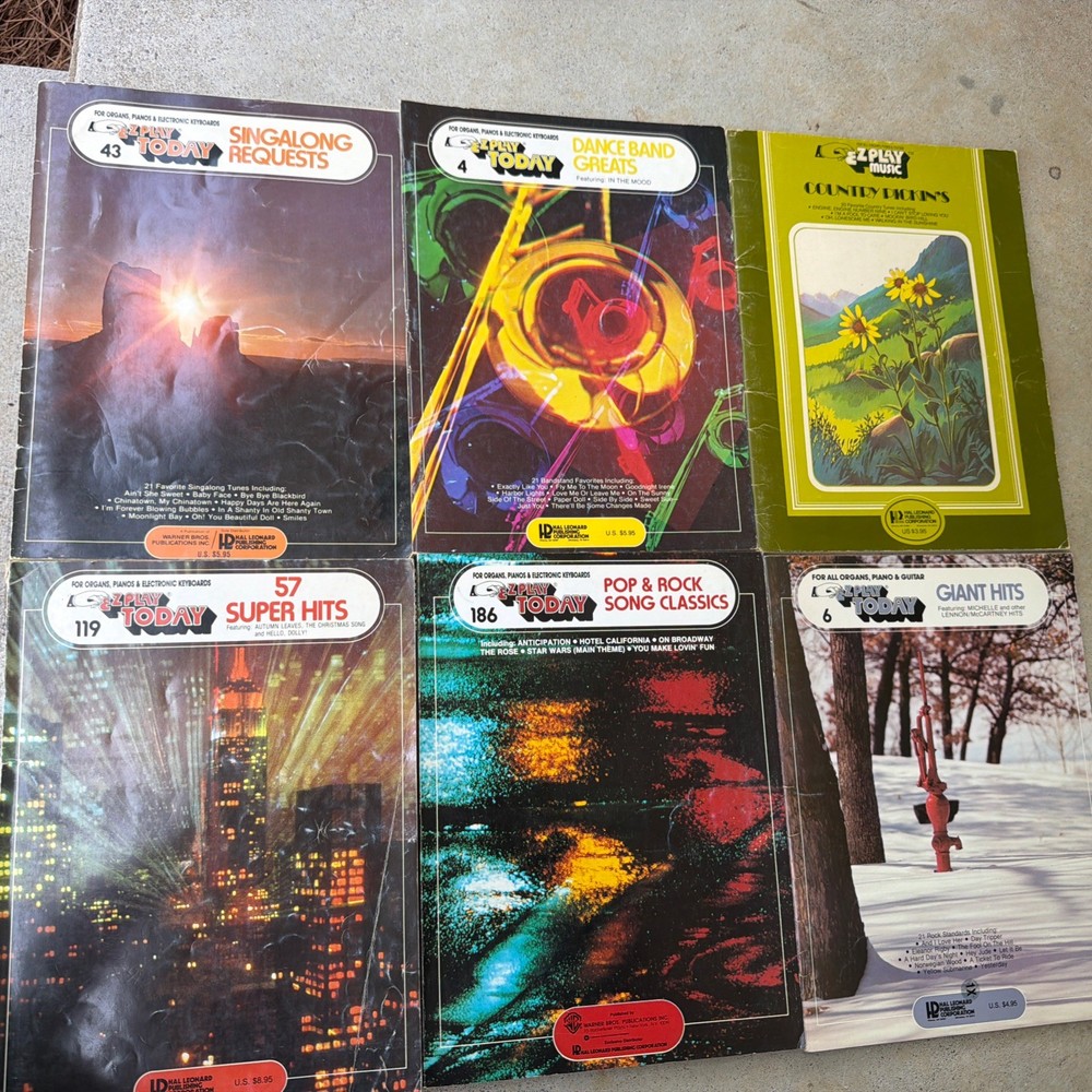 E-Z PLAY TODAY Music Book Songbook Lot of 6 Beatles Pop Rock 70’s Country Good