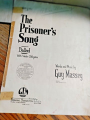 SHEET MUSIC ANTIQUE THE PRISONER&rsquo;S SONG (BALLAD) WITH VIOLIN OBLIGATO 1924