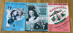 Mixed Lot of 47 Vintage 1940&rsquo;s Piano Vocal Sheet Music. Folk, Pop, Etc.