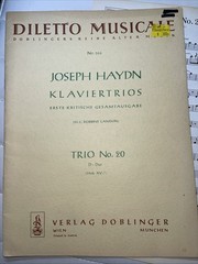 Joseph Haydn Sheet Music Piano Trio No. 20 in D Major Violin Violincello Diletto