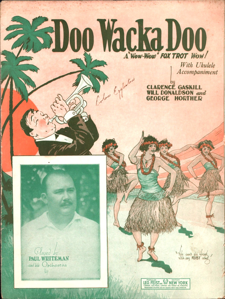 1924 DOO WACKA DOO vintage Hawaiian sheet music PAUL WHITEMAN ORCH. hula girls