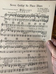 H 1924 Ragtime Sheet Music NEVER GETTIN’ NO PLACE BLUES by J. Russel Robinson