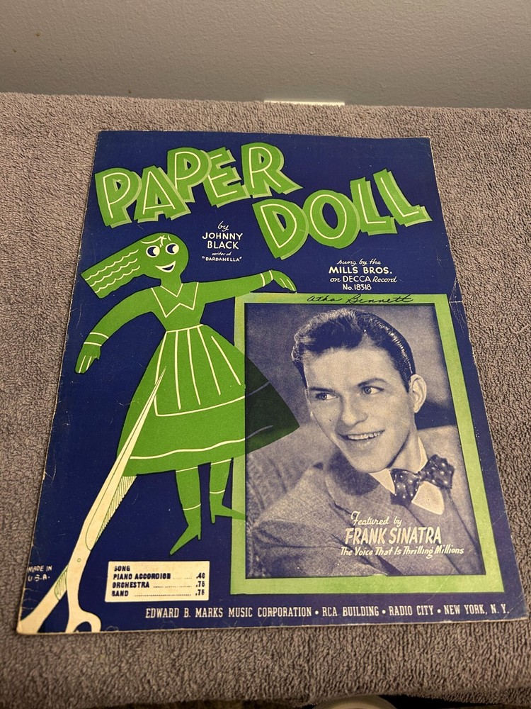 Paper Doll, Frank Sinatra, 1943, vintage antique sheet music