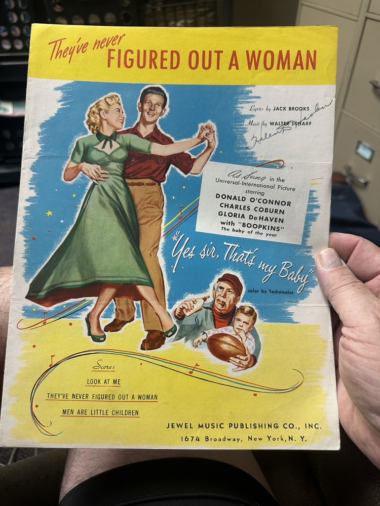 M 1949 Donald O’Connor Movie Sheet Music YES SIR THATS MY BABY ‘Figured Out’