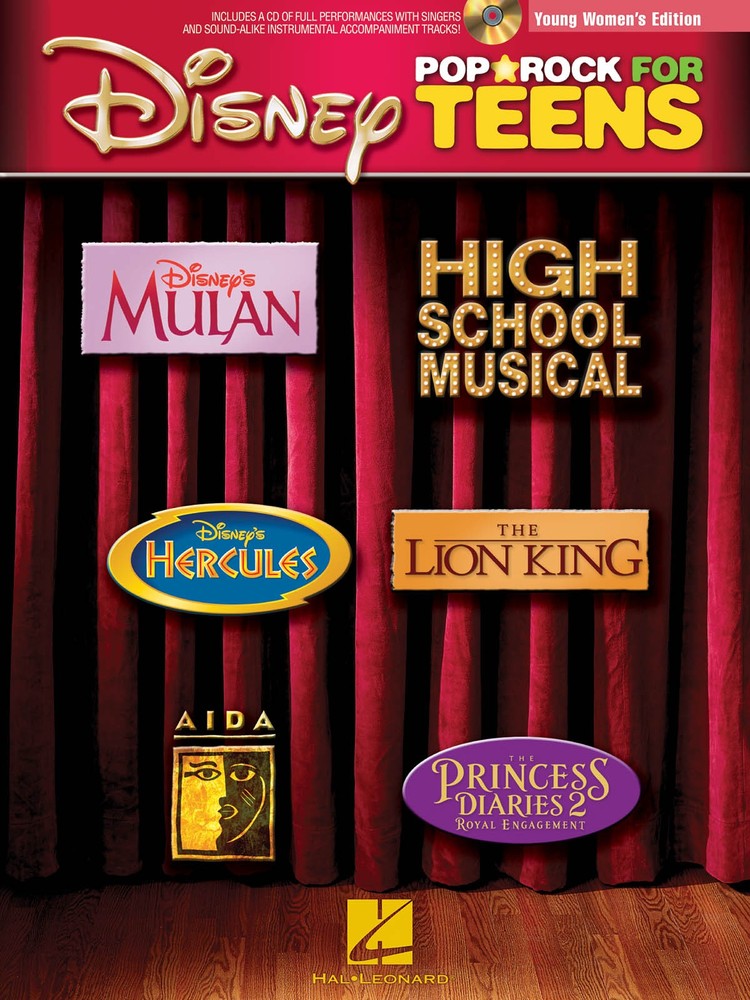 Disney Pop Rock for Teens Women Vocal Sheet Music Hal Leonard Book CD Pack