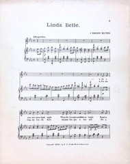 Linda Belle Sheet Music J. Emilus Bliven 1904 Large Format Denver CO Publisher