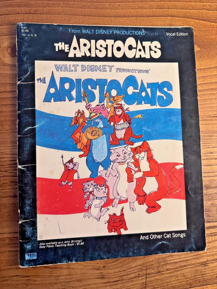 Aristocats & Other Cat Songs Sheet Music Book Piano Vocal Accompaniment Disney